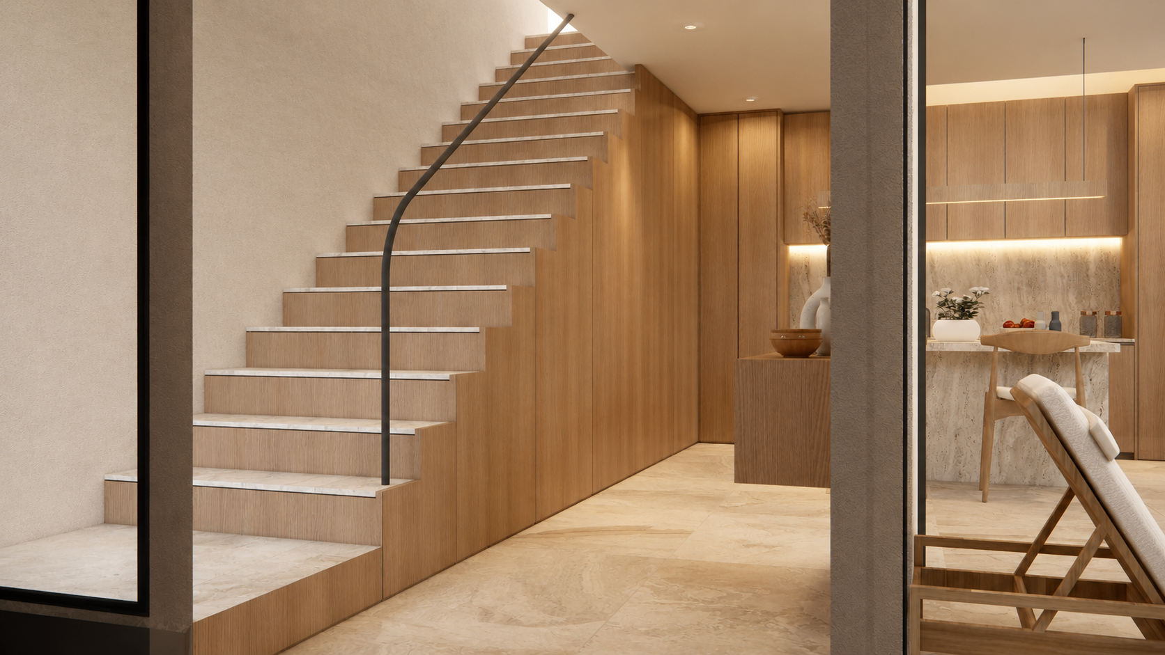 Escalier intérieur design bois